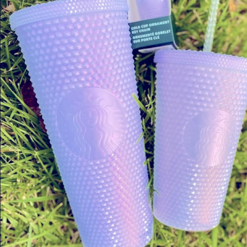 Starbucks Iridescent Icy White/Lavender Lilac Holiday Studded Tumbler 24oz.- NWT